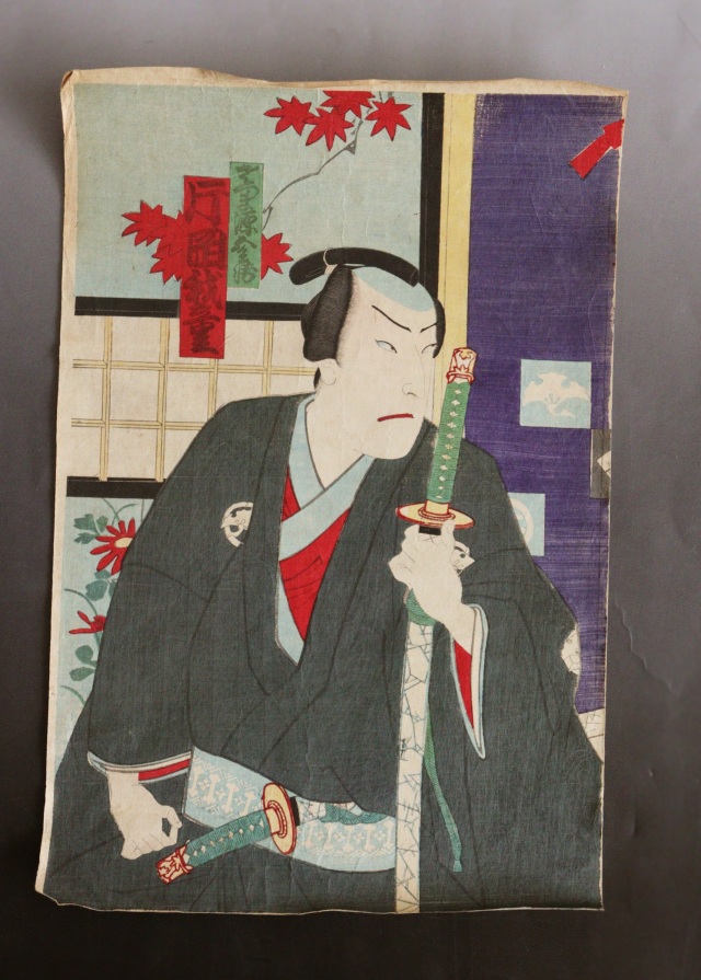 楊州周延　「盟三五大切」役者絵　浮世絵　木版画 　
