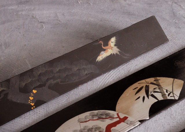 時代蒔絵板 3枚 花台 蒔絵 煎茶盆 茶盆 古材 盆栽台 敷板 Antique