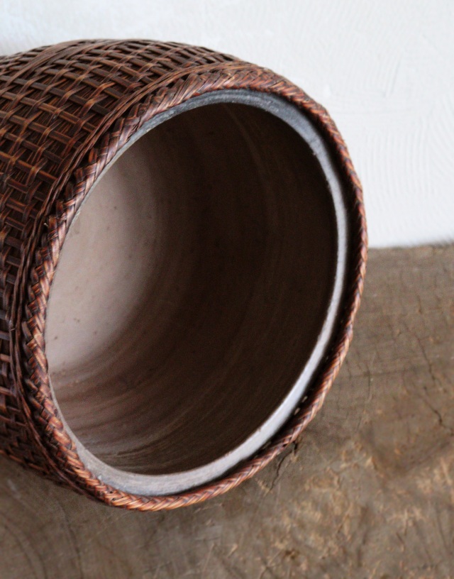 竹籠陶製火鉢 手あぶり 民具 木製火鉢 卓上火鉢 古家具 風炉 民