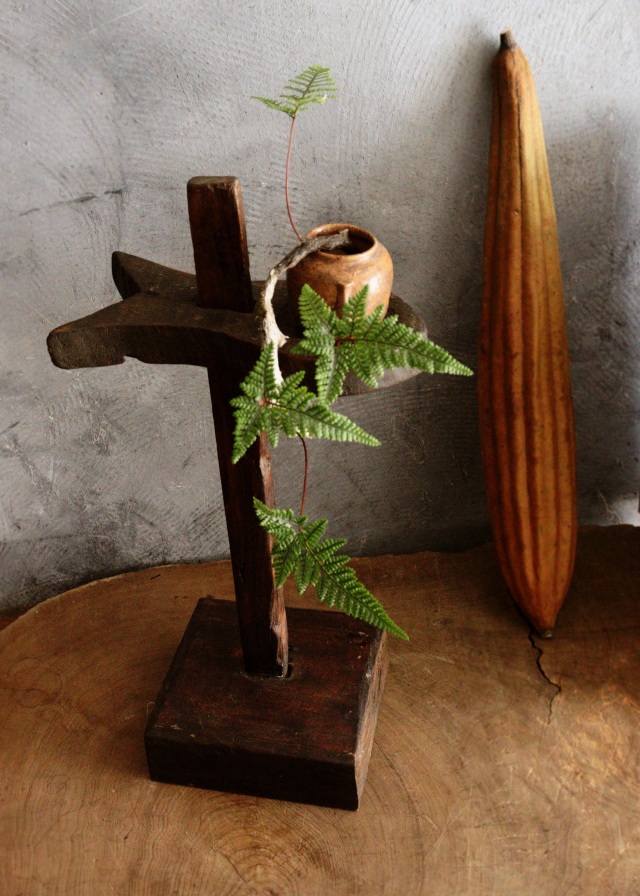 アンティーク燭台　李朝　韓国アンティーク　朝鮮美術　木製