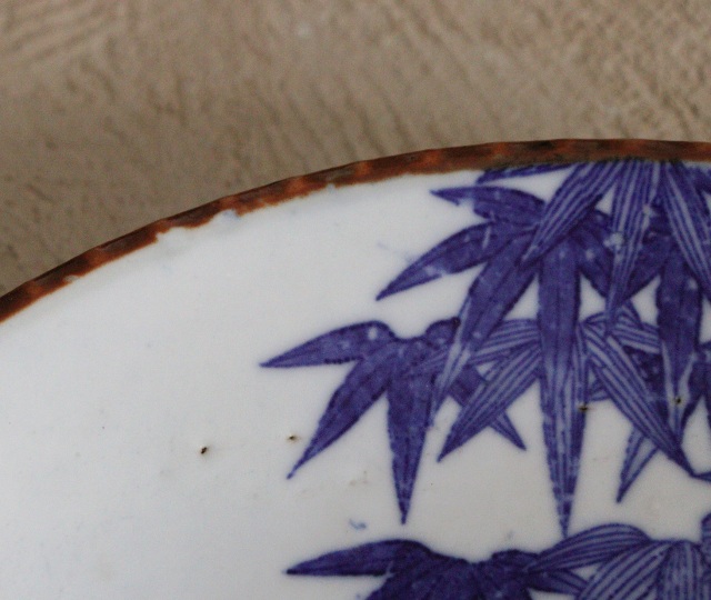 印判染付皿 松竹梅 24.5cm イゲ皿 ワンプレート 飾り皿 1枚