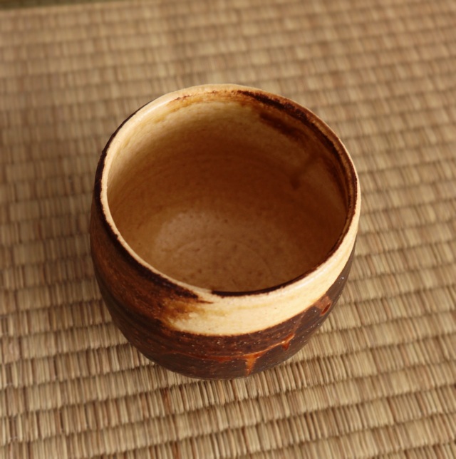 叶光夫　鉄刷毛目筒茶碗　茶道具
