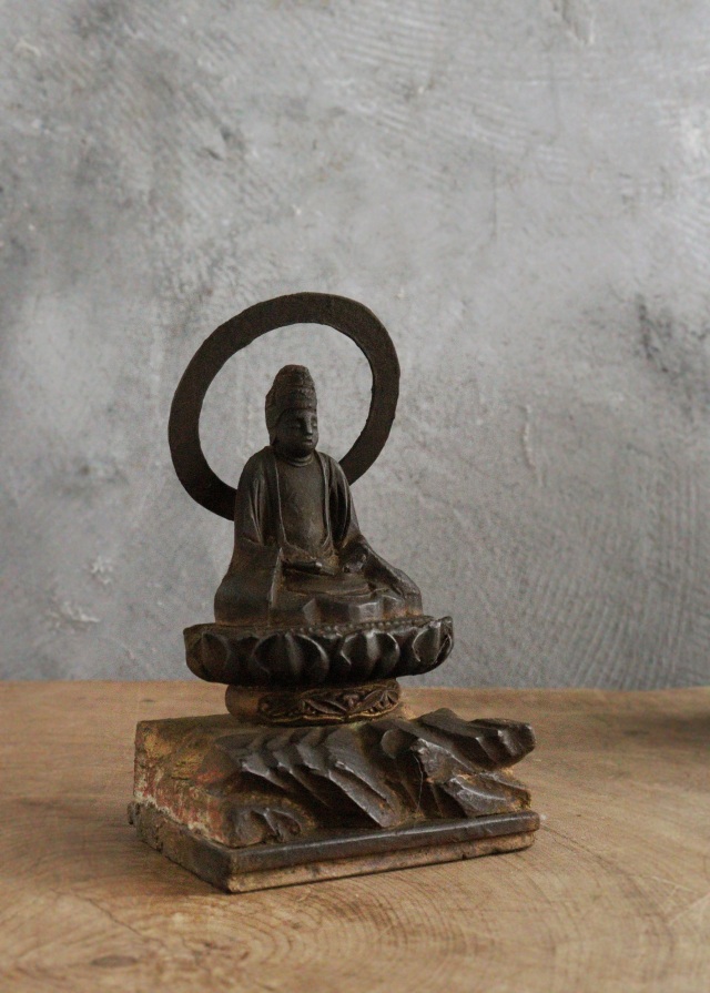 坐像菩薩坐蔵 厨子 小仏 仏像 時代仏 骨董 仏教美術 古仏 木