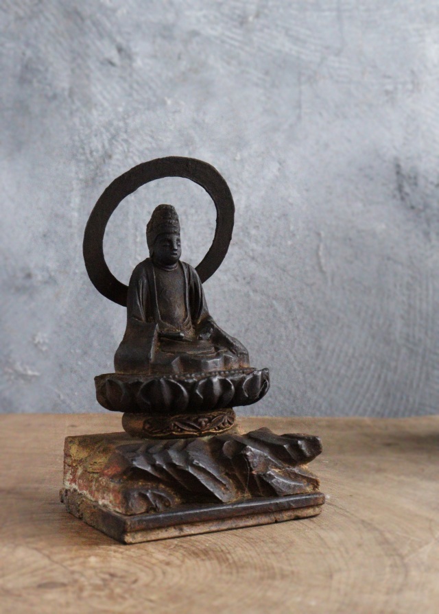 坐像菩薩坐蔵 厨子 小仏 仏像 時代仏 骨董 仏教美術 古仏 木