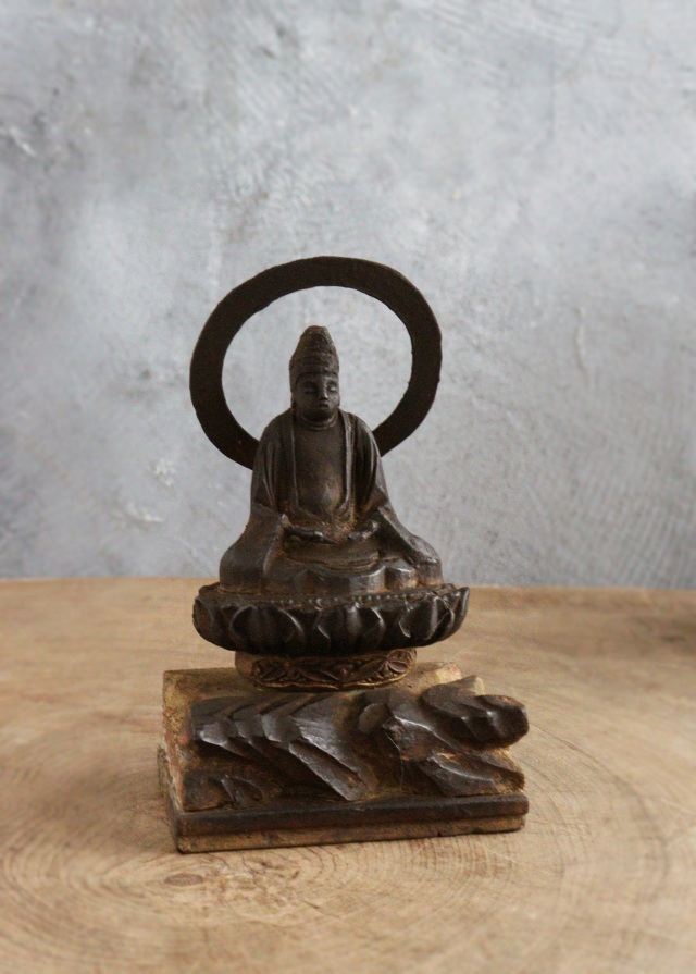 坐像菩薩坐蔵 厨子 小仏 仏像 時代仏 骨董 仏教美術 古仏 木