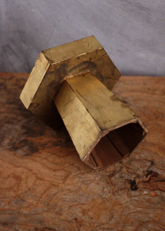 三方 金箔 6角高月 台 漆 お月見 三宝 飾り台13cm