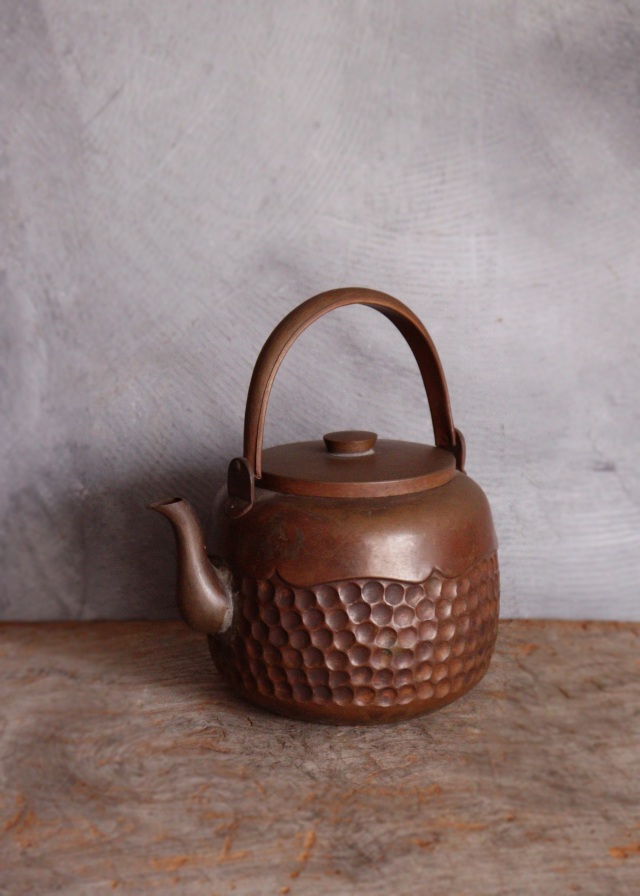 銅製打ち出し薬缶　水注　煎茶道具　茶道具　アウトドア　古道具　