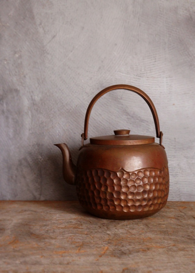 銅製打ち出し薬缶　水注　煎茶道具　茶道具　アウトドア　古道具　