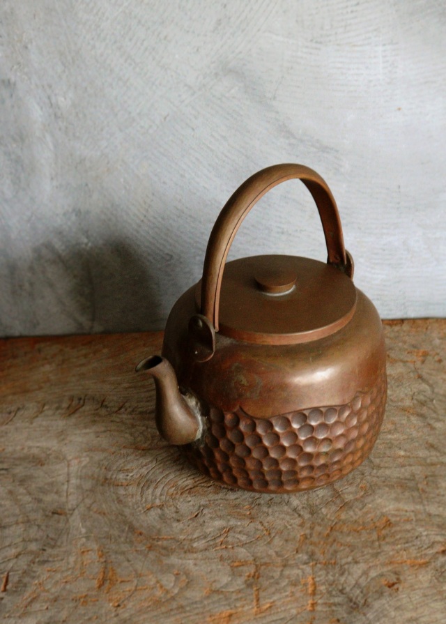 銅製打ち出し薬缶　水注　煎茶道具　茶道具　アウトドア　古道具