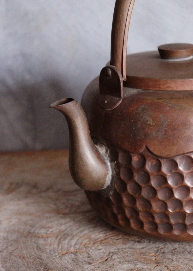 銅製打ち出し薬缶　水注　煎茶道具　茶道具　アウトドア　古道具