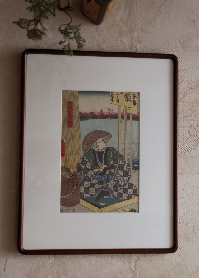 通販 五渡亭国貞 美人画 UKIYOE 櫛 髪結 髪かき 木版画 浮世絵