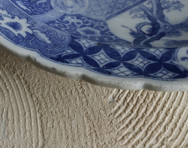 印判染付大皿 直径40.5cm 大皿 オードブル皿 飾り皿 特大