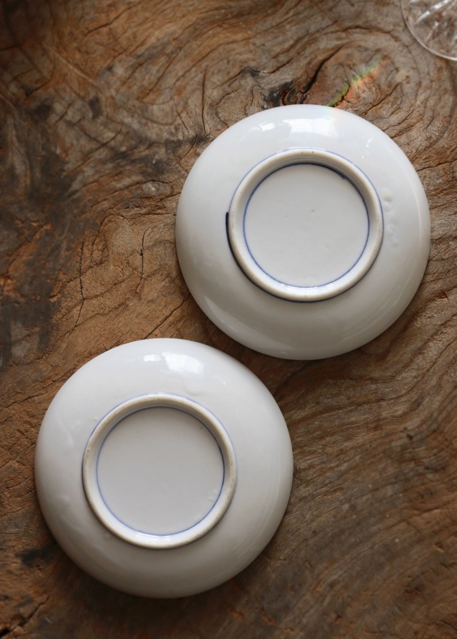 染付印判流水扇面紋小皿5枚組　取り皿　手塩皿　小皿　プレート