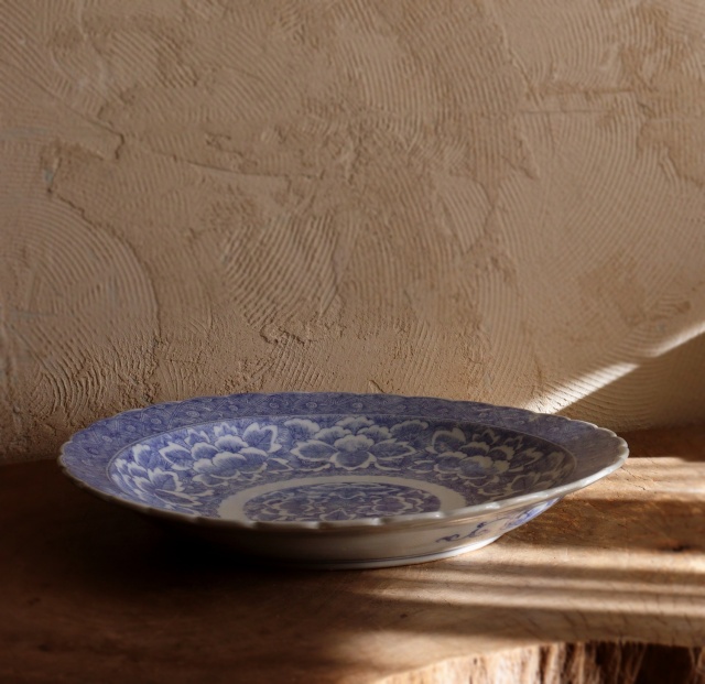 染付大皿 41cm 大皿 オードブル皿 飾り皿 特大 線描