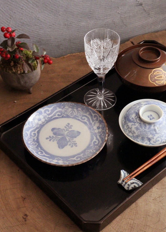 染付印判桐図16cmイゲ皿 5枚組 取り皿 盛皿 中皿 プレート イゲ皿