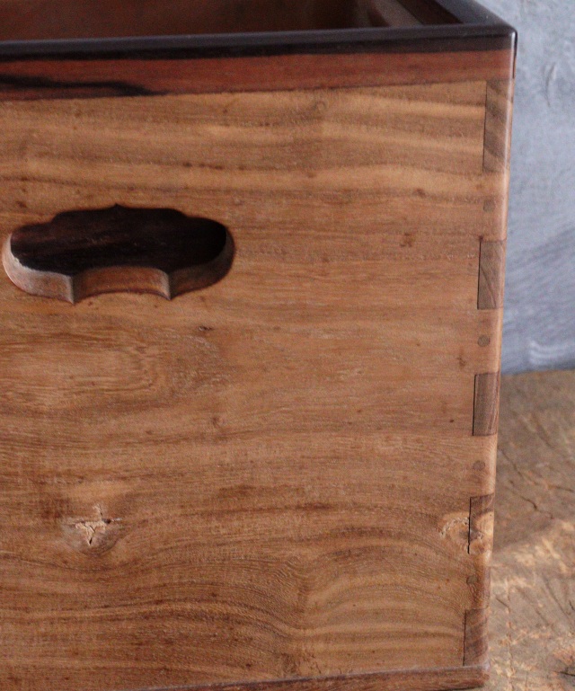 箱火鉢 285mm角 手あぶり 民具 木製火鉢 卓上火鉢 古家具 風炉 民藝 角