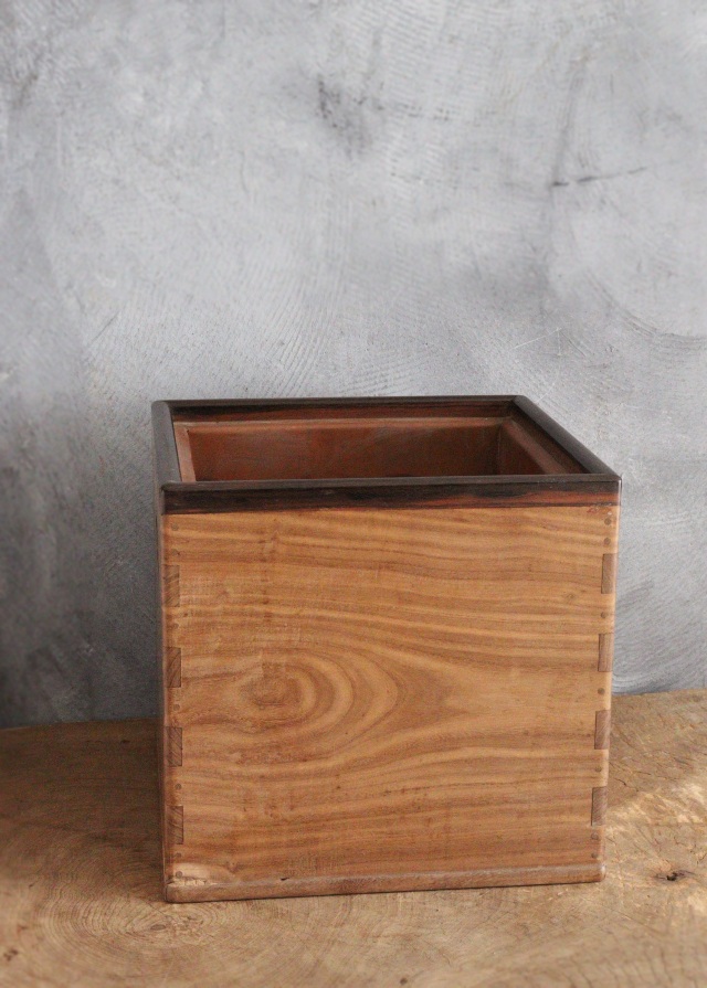 箱火鉢 285mm角 手あぶり 民具 木製火鉢 卓上火鉢 古家具 風炉 民藝 角