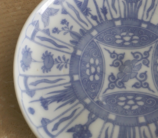 染付芙蓉手紋印判皿 ケーキ皿 取り皿 モダン皿 ボタニカル柄 印判皿