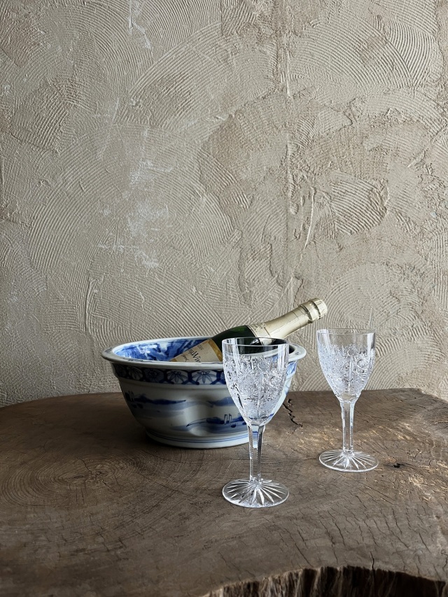 伊万里染付賢人図大鉢　手描き