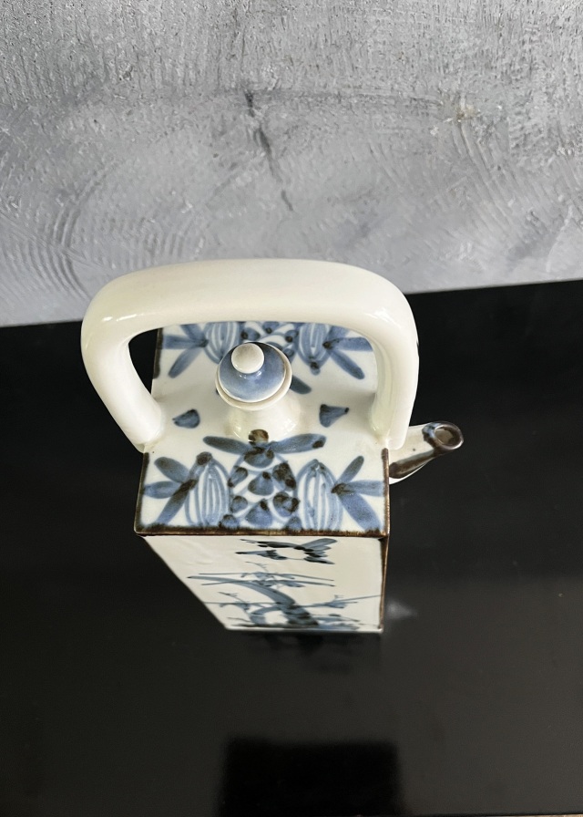 砥部焼　酒器　竹に雀