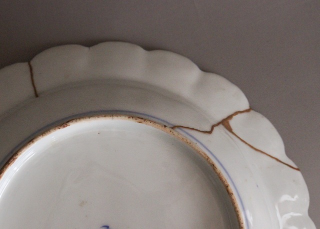 オールド香蘭社　金襴手花輪皿  色絵鉢　菓子器　飾り皿　金直し　直径25ｃｍ