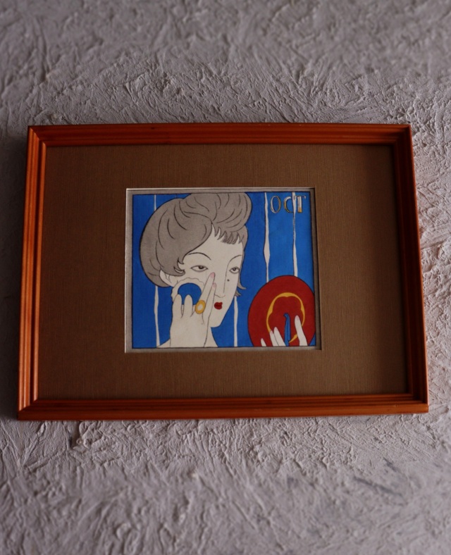 竹久夢二　版画　[お化粧]　絵画　インテリア　ピクチャー　アート　小さな絵