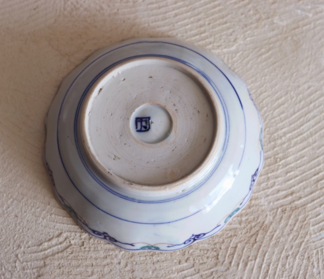 色絵なます皿　花輪郭皿　　五枚組