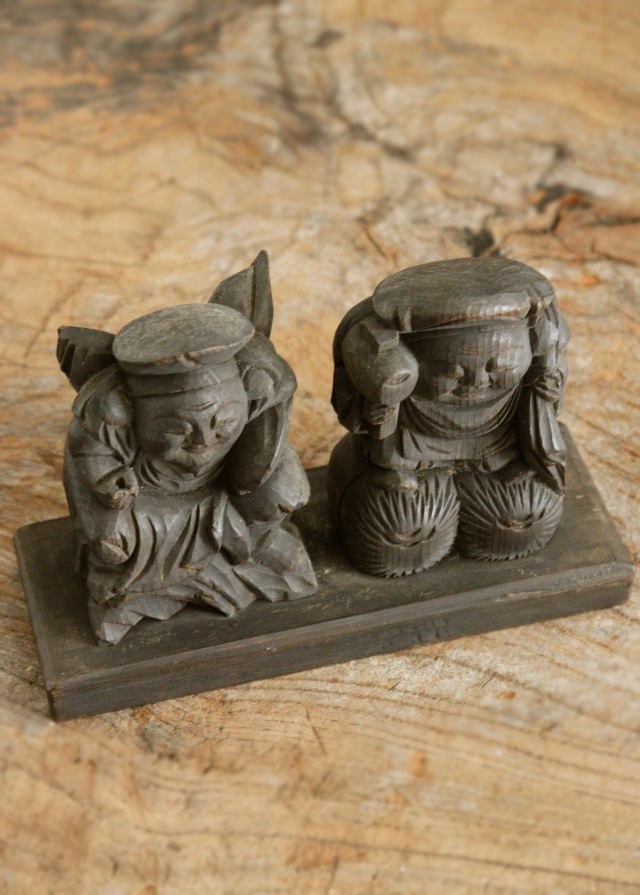 小さな恵比寿大黒像　木彫　木彫仏　　