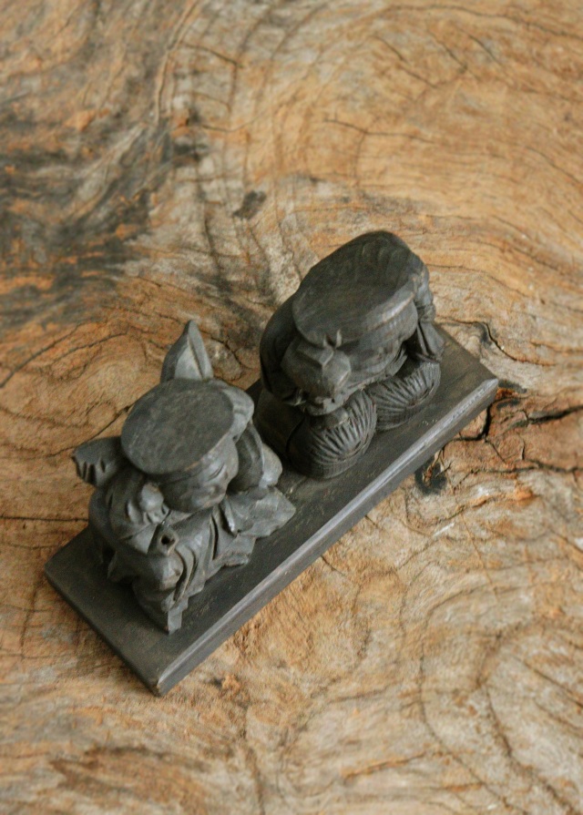 小さな恵比寿大黒像　木彫　木彫仏　　