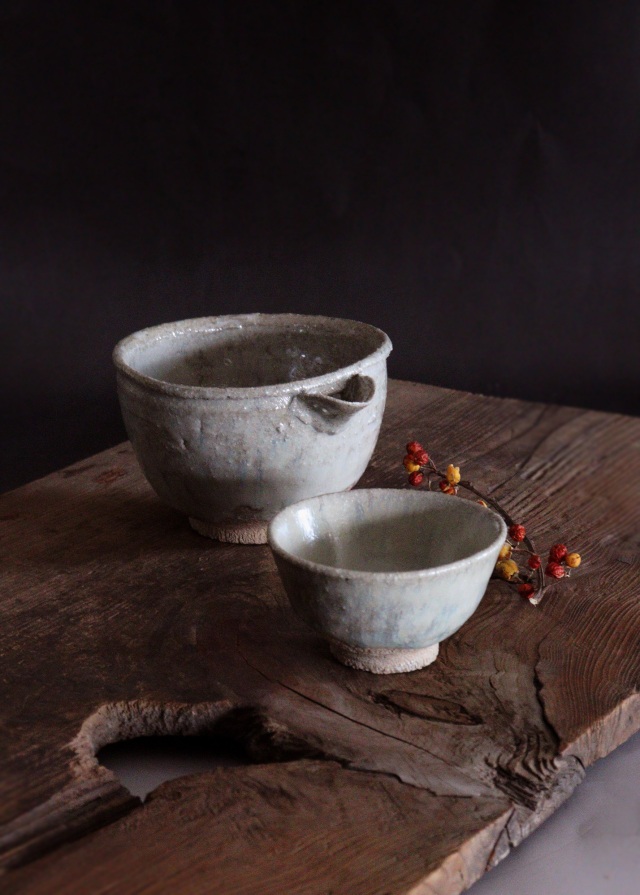 高橋陽 作 斑唐津片口 斑唐津ぐいのみ 酒器セット 片口 ぐいのみ 酒器 酒盃 茶器 共箱