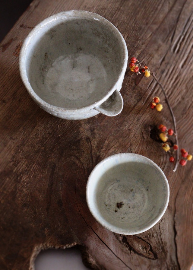 高橋陽 作　斑唐津片口　斑唐津ぐいのみ　酒器セット　片口　ぐいのみ　酒器　酒盃　茶器 共箱