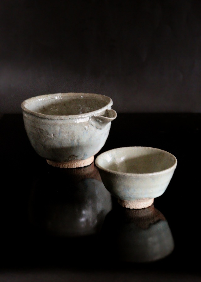 高橋陽 作　斑唐津片口　斑唐津ぐいのみ　酒器セット　片口　ぐいのみ　酒器　酒盃　茶器 共箱