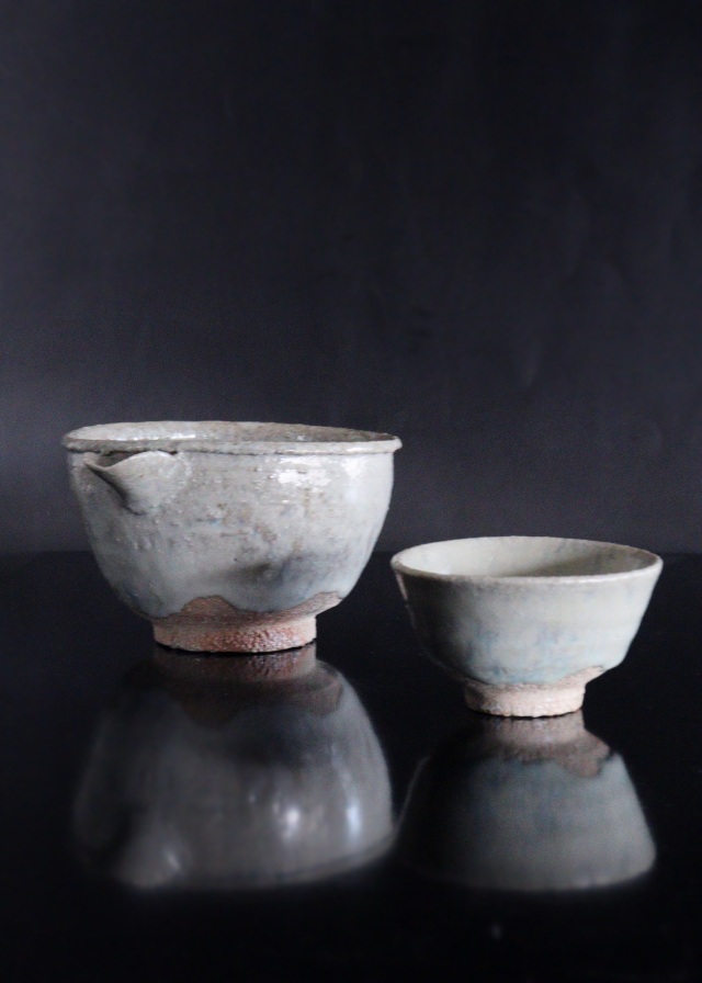 高橋陽 作　斑唐津片口　斑唐津ぐいのみ　酒器セット　片口　ぐいのみ　酒器　酒盃　茶器 共箱