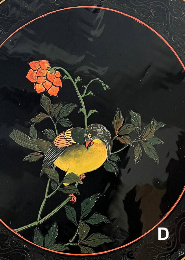 塗盆　漆絵盆　４種　籃胎漆器　琉球漆器