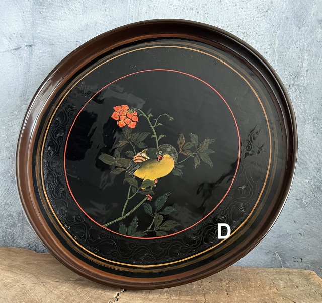 塗盆　漆絵盆　４種　籃胎漆器　琉球漆器