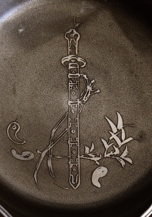 錫製茶器セット　菓子器　茶こぼし　茶則　間村自造　四君子　茶盤