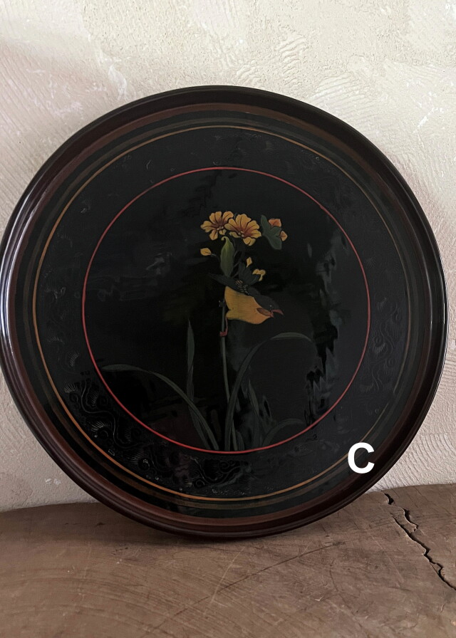 塗盆　漆絵盆　４種　籃胎漆器　琉球漆器