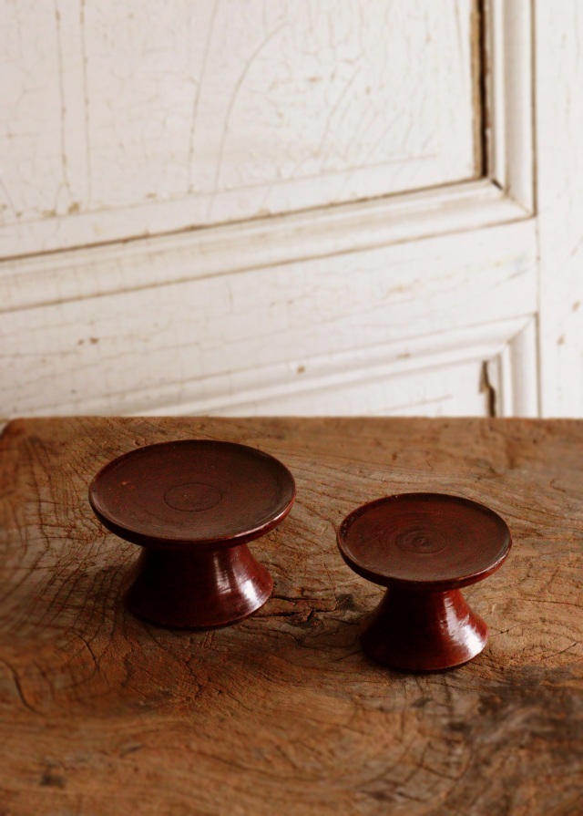 李朝　木台　祭器　高坏　菓子皿  木台大小セット　
