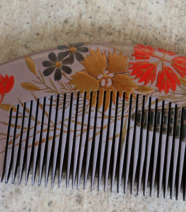鼈甲櫛・笄セット　蒔絵　漆器　髪飾り　