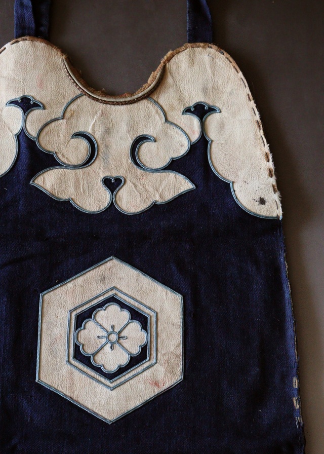 火消　胸当て　藍染　アンティーク　装身具　江戸時代