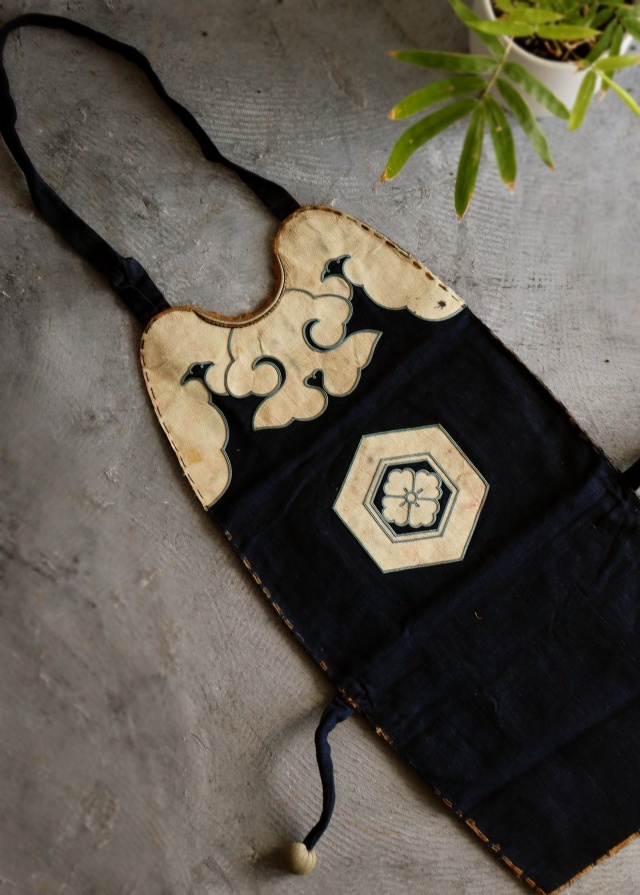 火事装束 火消 胸当て 藍染 アンティーク 装身具 江戸時代 Antique