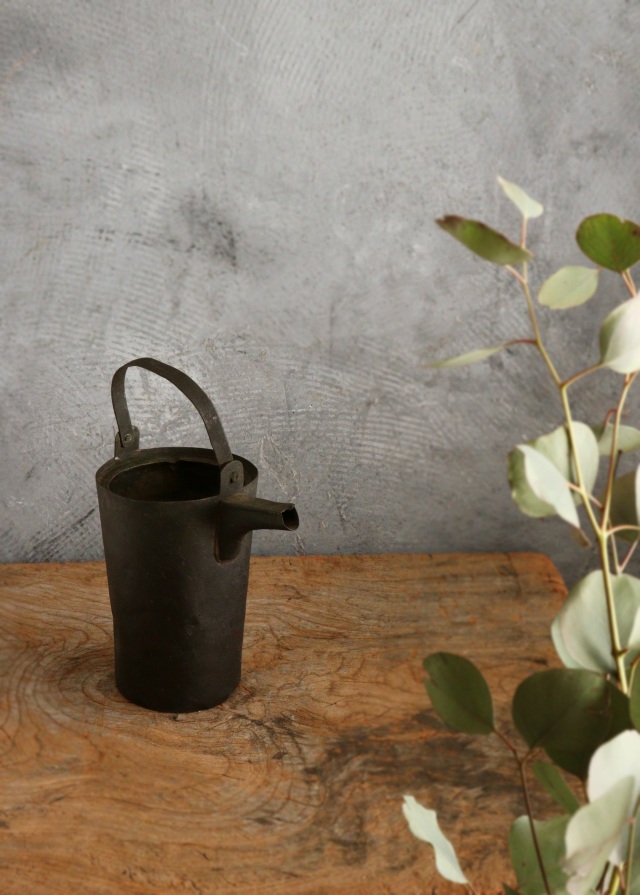 古い銅製油差し　古道具　灯火器