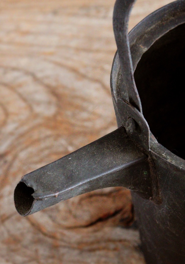 古い銅製油差し　古道具　灯火器