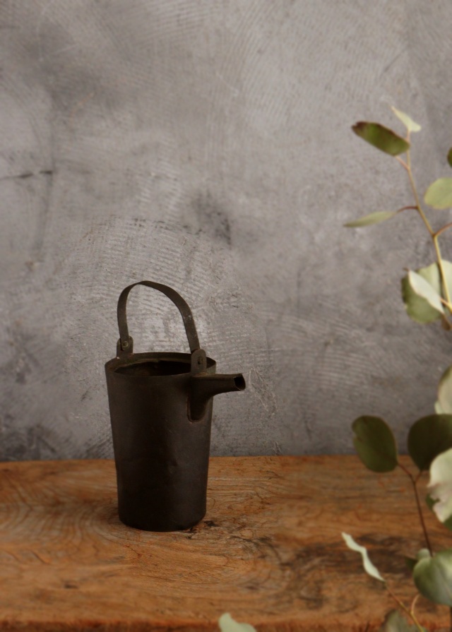 古い銅製油差し　古道具　灯火器