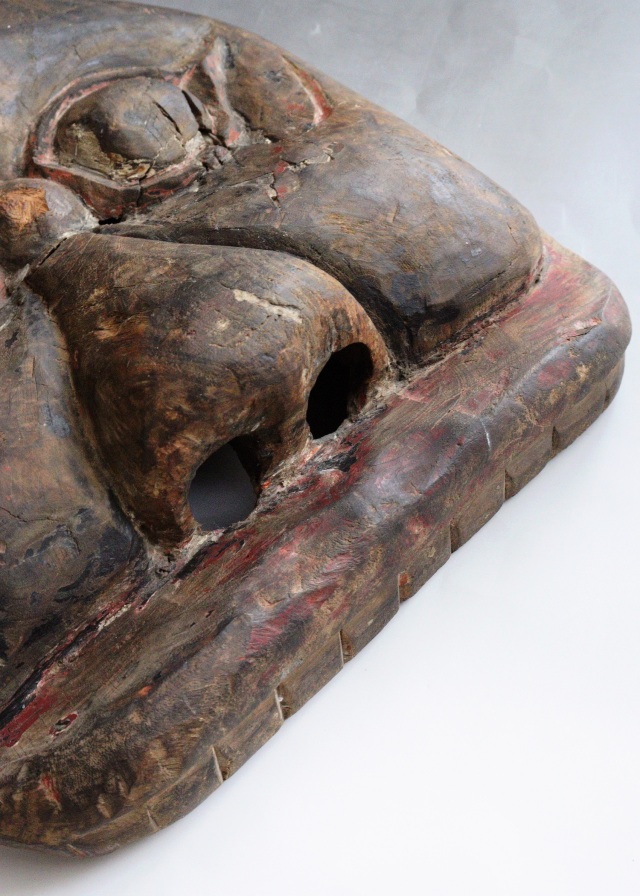 中国古面　木彫面　獅子頭　中国骨董　コレクションアイテム