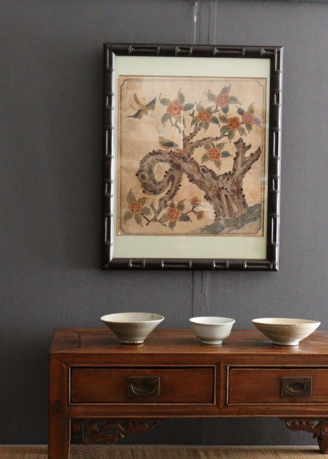 李朝民画　「花鳥図」李朝　韓国骨董　韓国アンティーク　李朝民画　李朝工藝　絵画