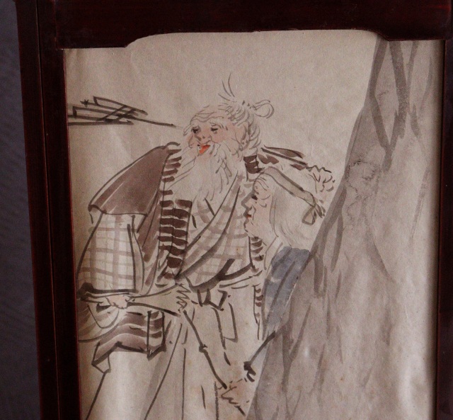 春慶塗二部式行燈　水谷百碩[高砂図]行燈　行灯　灯篭　灯もの　和風照明　照明　古道具　民具