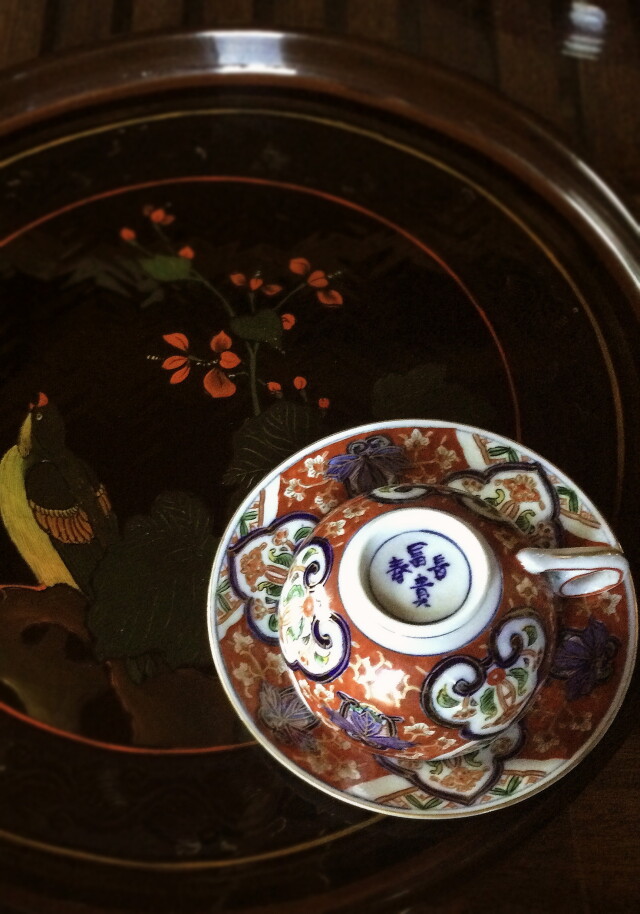 大聖寺伊万里手描き色絵カップ＆ソーサー