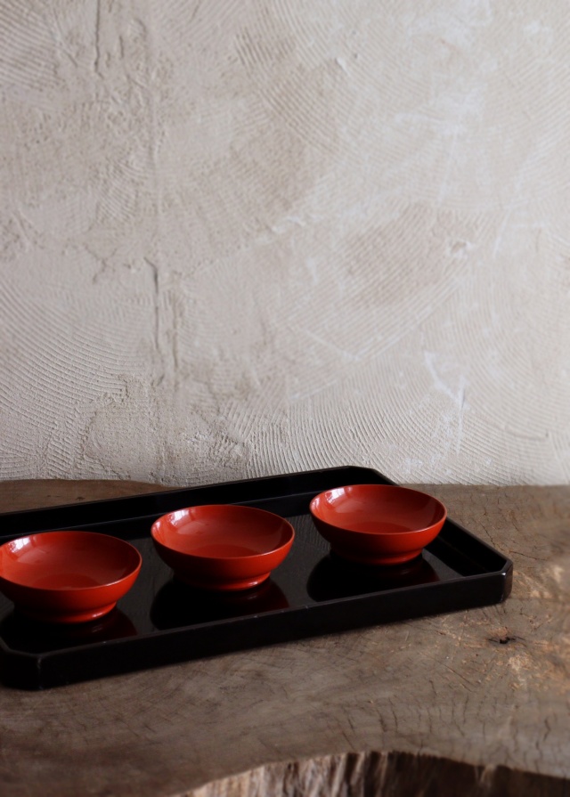 輪島朱塗碗 朱塗向付 小皿5枚 漆皿 朱塗皿 5枚組Antique Sam's Collection