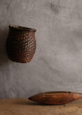 掛け花籠 古籠 魚籠 竹籠 うずくまる籠 岩尾豊南作 Antique